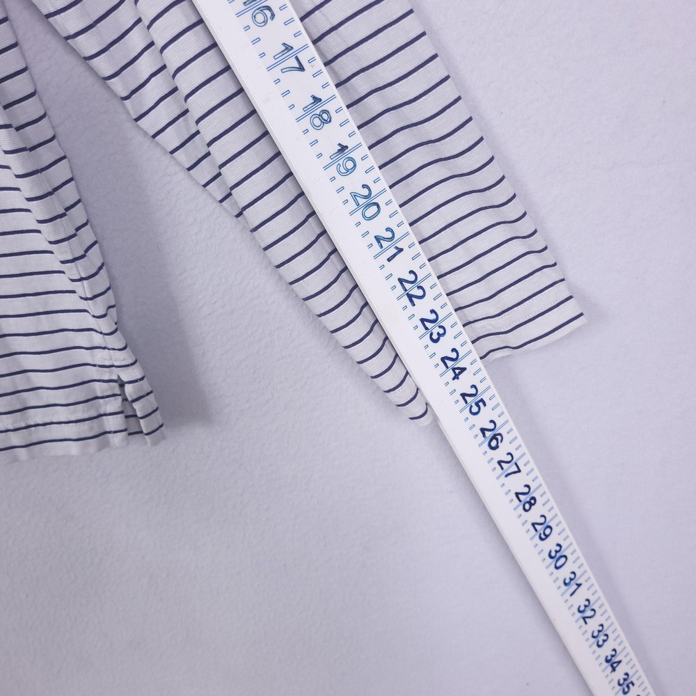 J McLaughlin Polo Shirt Mens XL White Navy Stripe Long Sleeve Pima Cotton Top - Picture 9 of 13